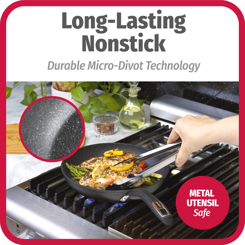 GoodCook 3-Piece Micro-Divot Nonstick Aluminum Fry Pan Set with Silicone Handles, Includes 8", 10" and 12" Fry Pans, Long-Lasting Nonstick, Superior Cooking, Ergonomically Designed, Easy to Clean - Image 3